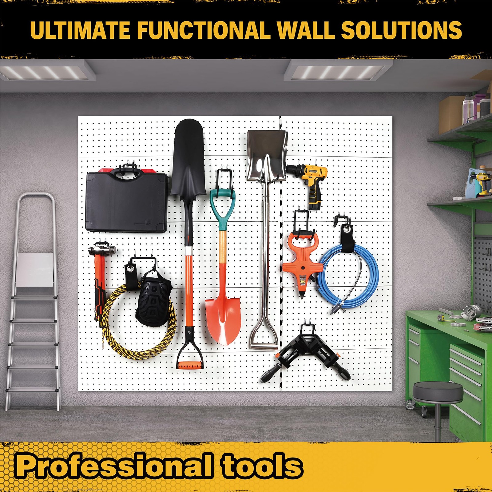 ELEAD 12-Piece Pegboard Hooks with Extension Straps, 12PCS, Black