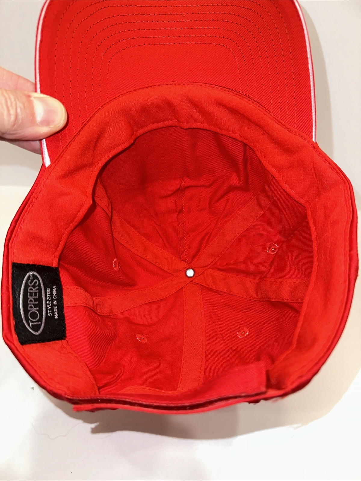 TSA Racing Logo Hat Cap Red Screen Print Hook Loop White Bill Edge Hook Loop