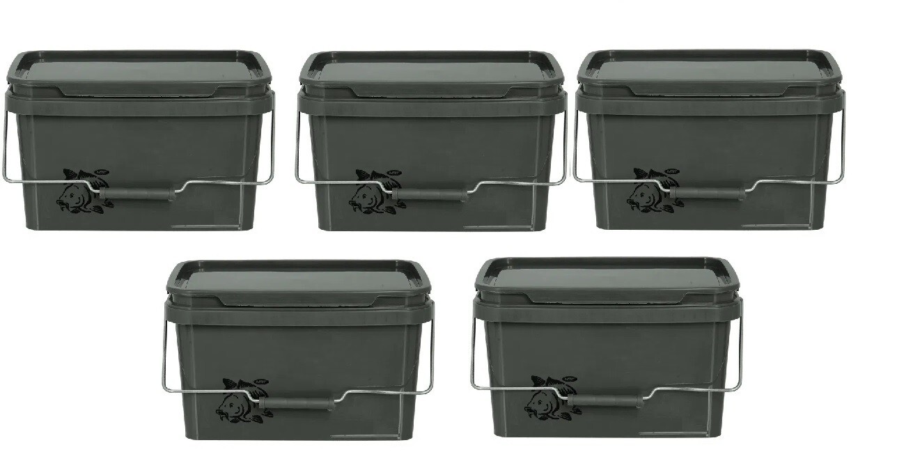 5 x NGT Fishing Bait Buckets For Carp Boilies Pellets Spod Mix Groundbait
