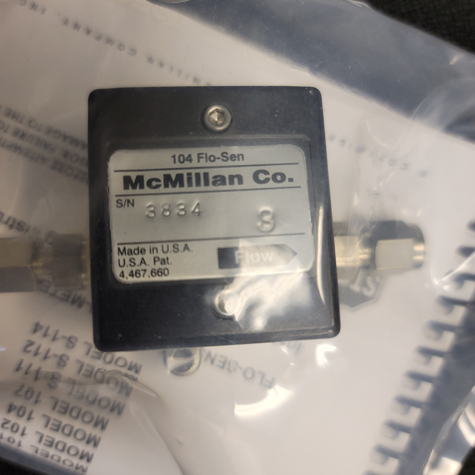 McMillan 104 Flo-San Flow Sensor New