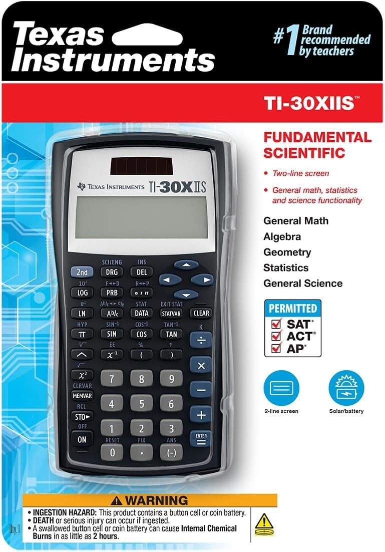 Texas Instruments TI-30XIIS Scientific Calculator 2-Line Display SAT ACT Approve