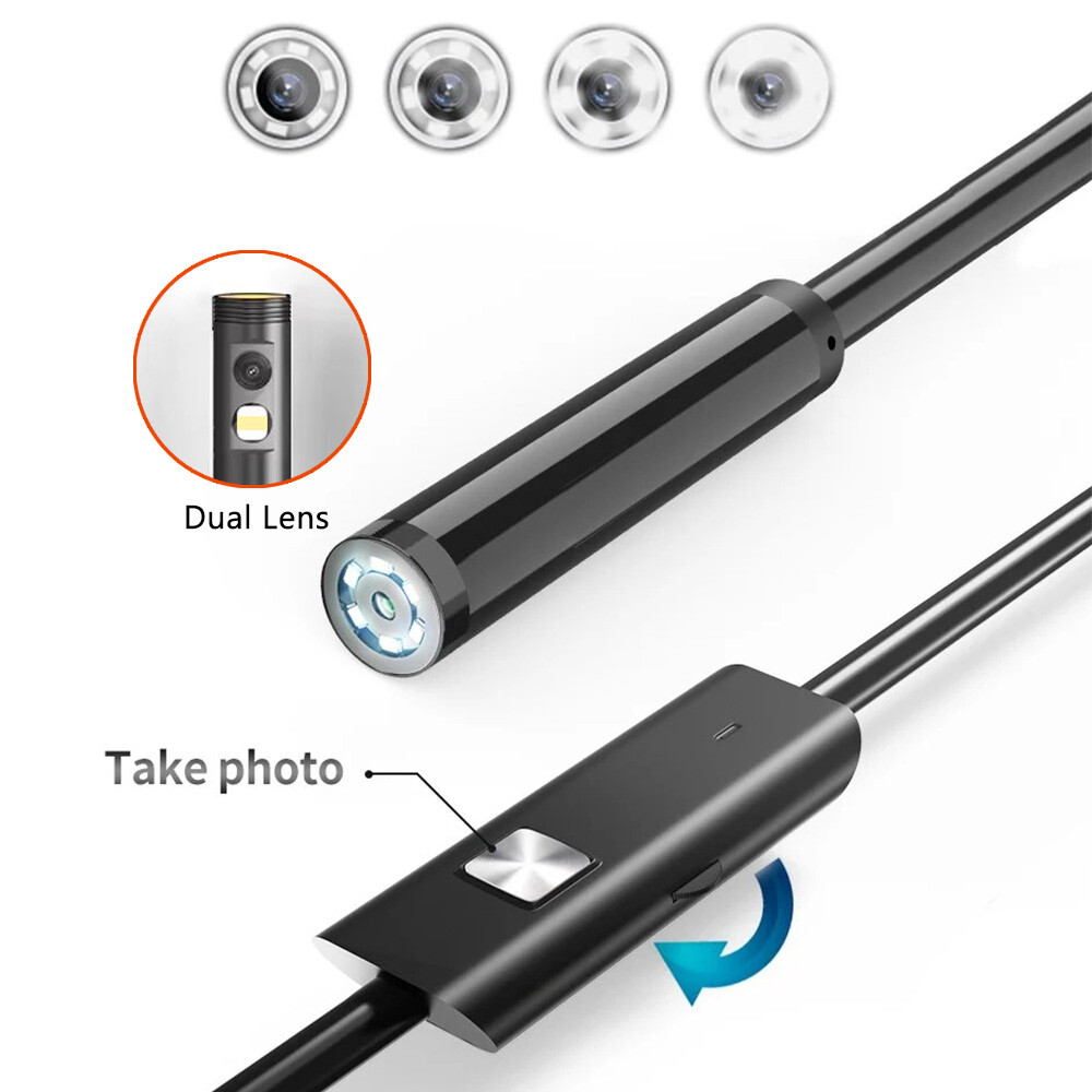 1920P Borescope Dual Lens Endoscope Camera 8 LED Lights for iOS/Android 3.3FT