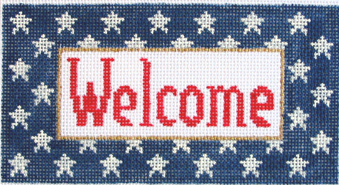 Welcome 14 mesh Hand Painted Needlepoint Canvas