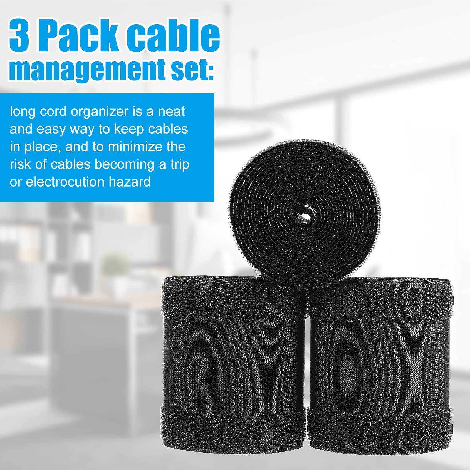 WILLBOND Carpet Cord Cover Cable Protector Floor 29.53 ft, Black