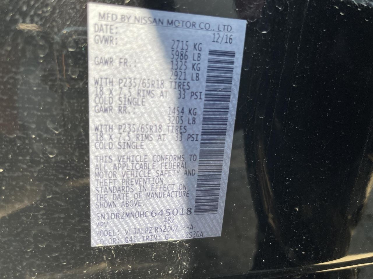 Sun Visor Left Driver Without Illumination Fits 13-18 PATHFINDER 965334
