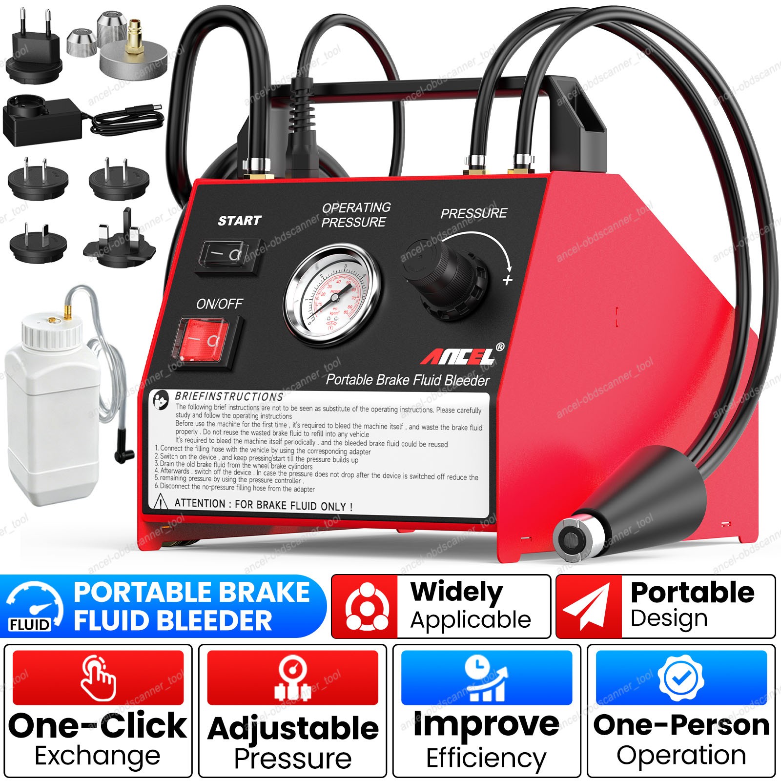 ANCEL BR2000 Car Brake Oil Change Machine Vehicle Electric Brake Fluid Bleeder