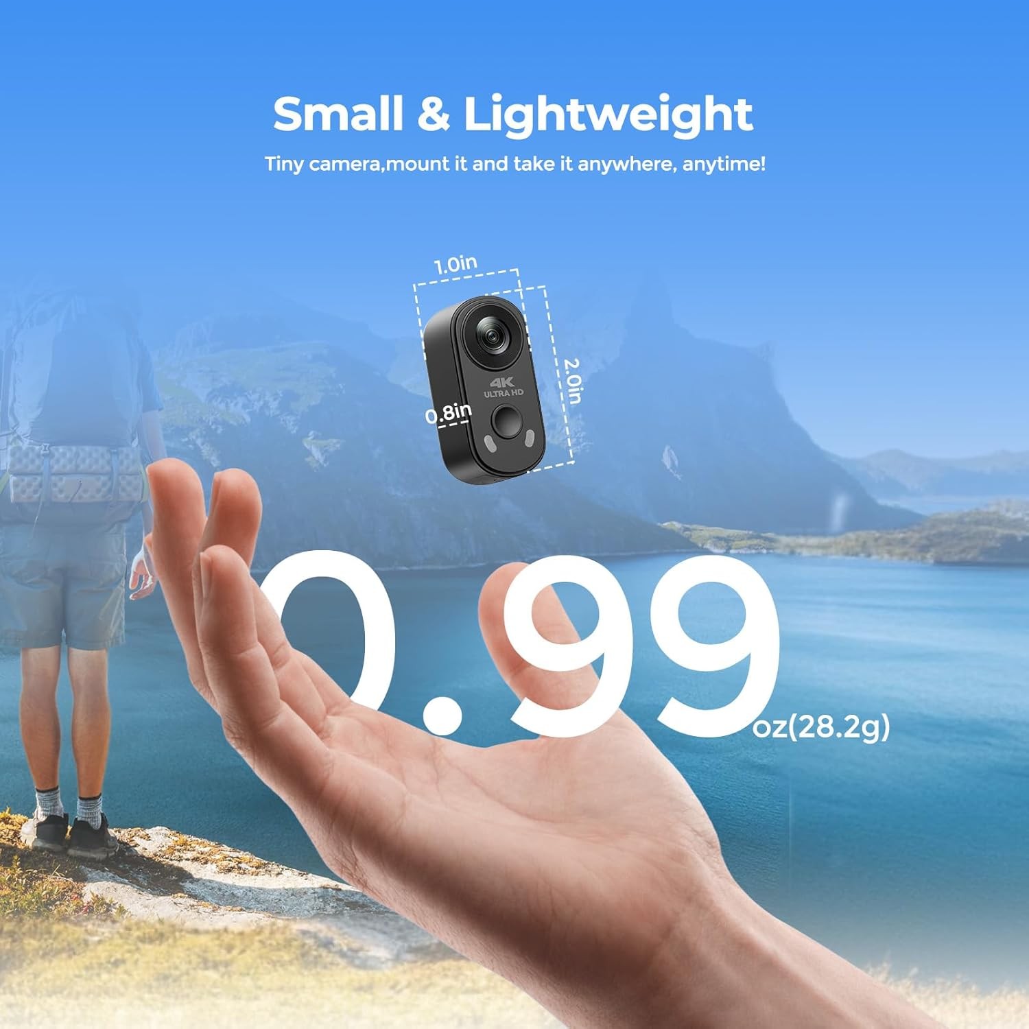 64GB 4K Mini Body Camera Wearable POV Thumb Cam EIS Stabilization Action Camera
