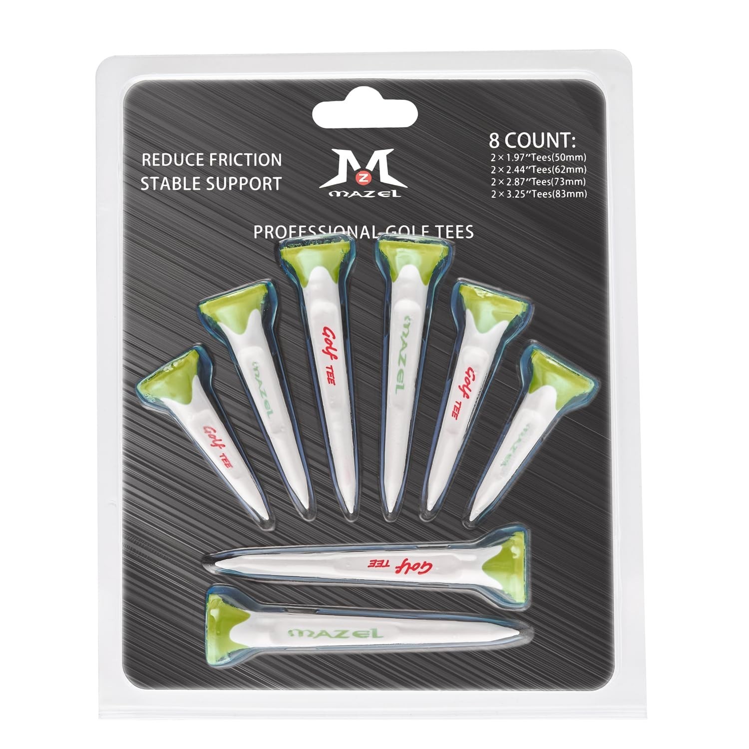 MAZEL Plastic Golf Tees 8 Pack｜Excellent Durability and Stability Plastic
