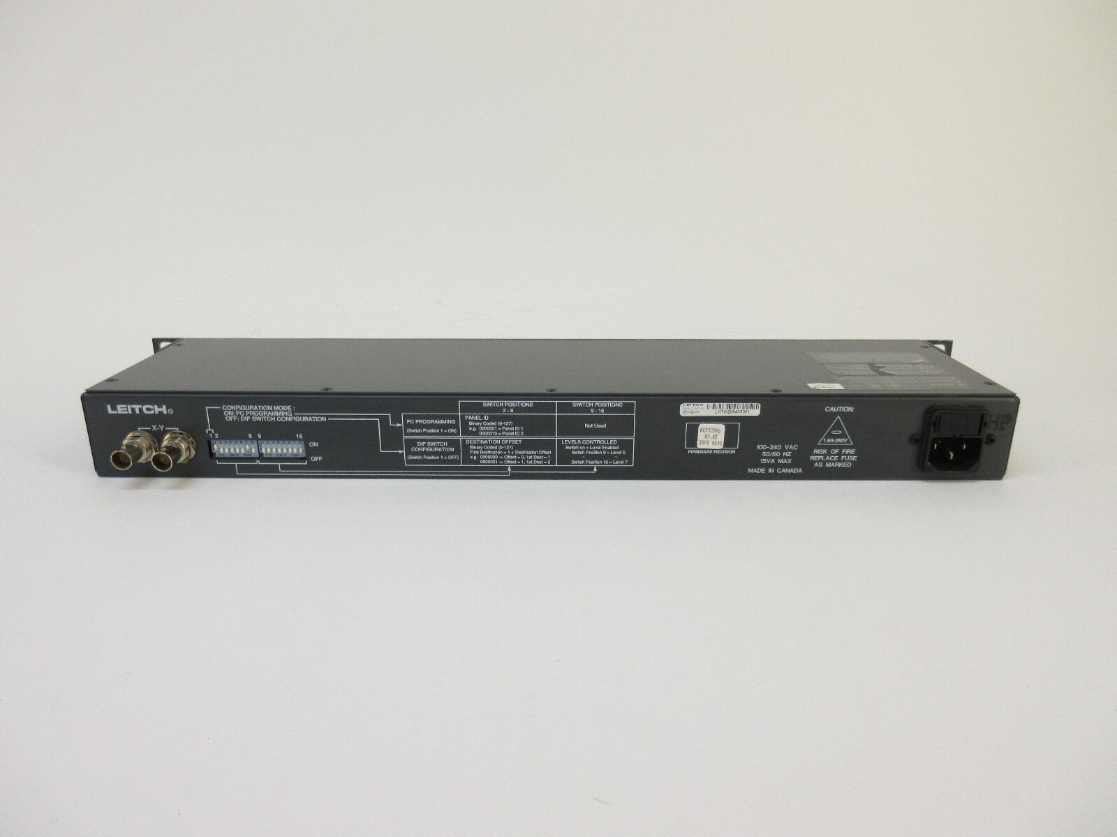 Leitch RCP-32X1P 1RU Remote 32x1 Programmable Push Button Switch Panel