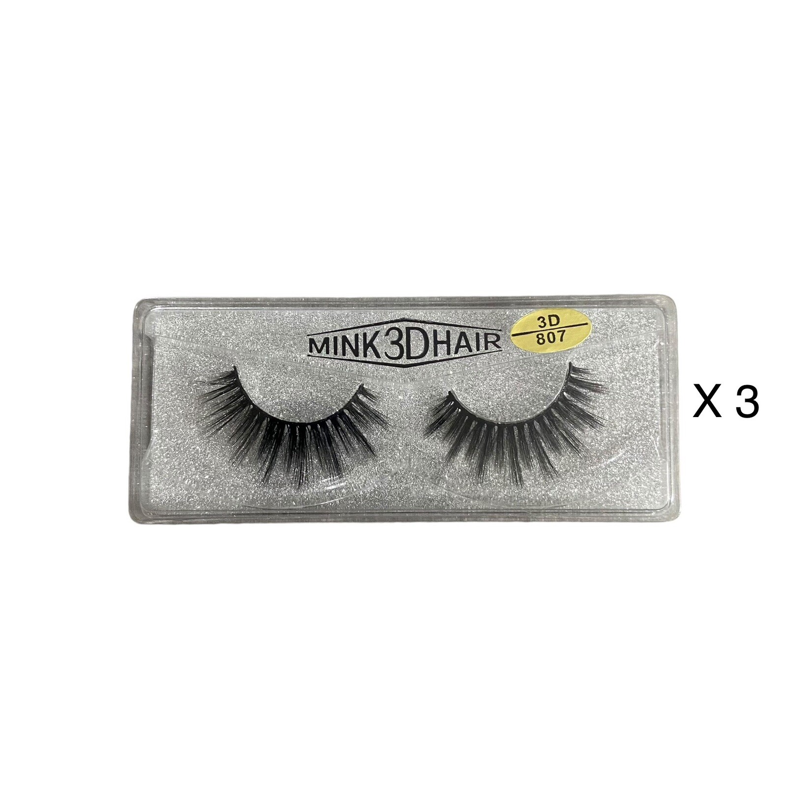 3D Mink False Eyelashes Reusable 3 Pairs Black Falsies Style 807