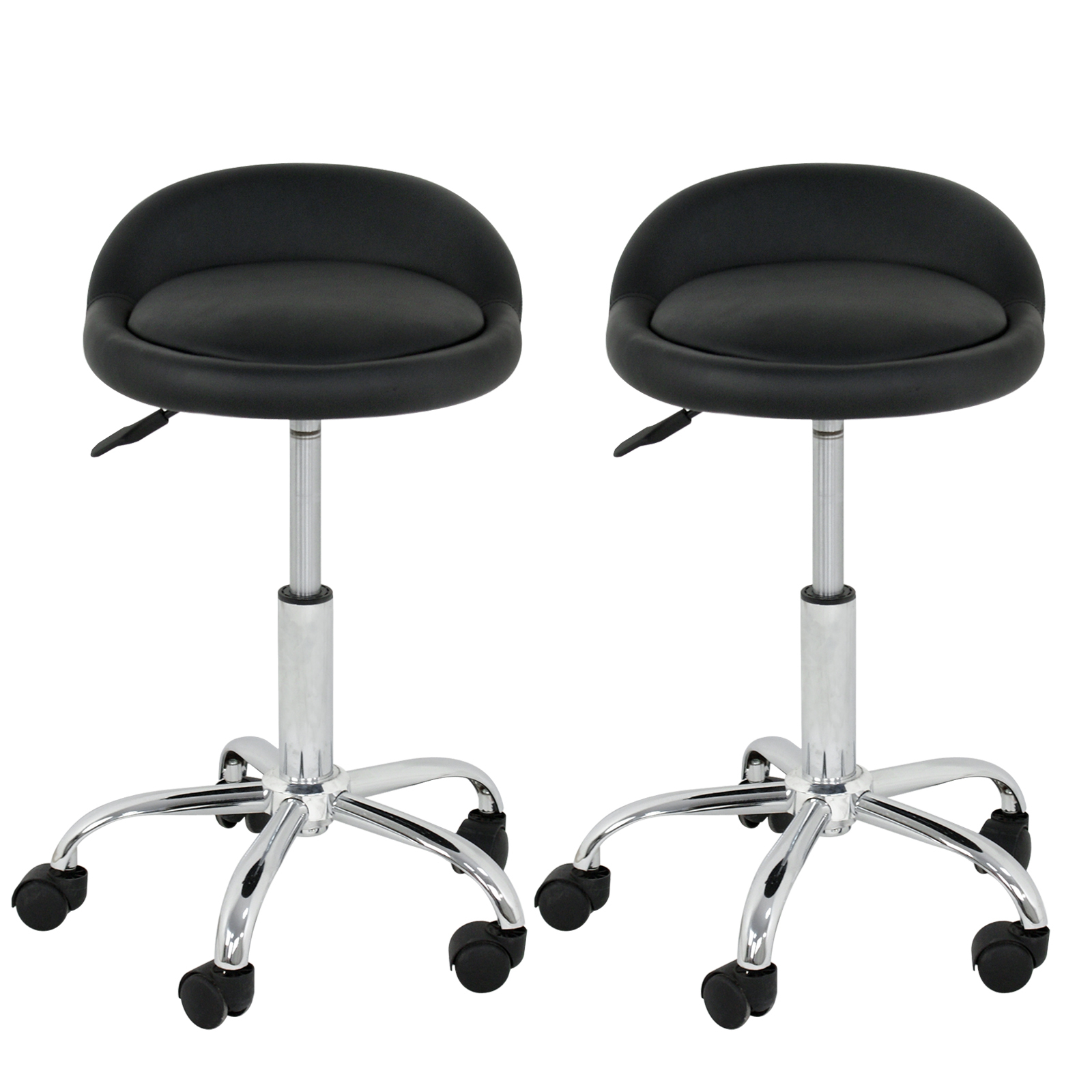 Hydraulic Adjustable Set of 4 Rolling Massage Salon Spa Stools Open Back Chairs