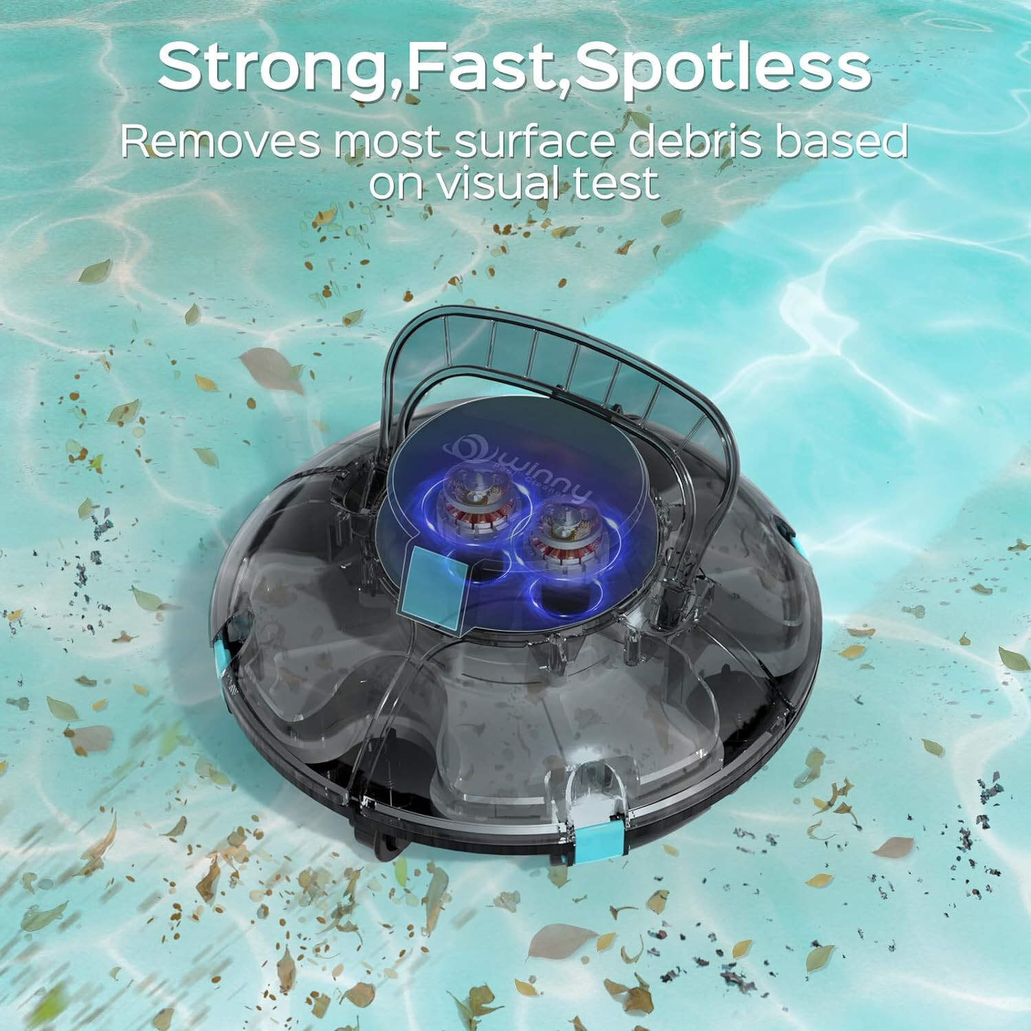 light duty transparent Cordless Robotic Pool Cleaner 538sq.ft Flat Above Ground
