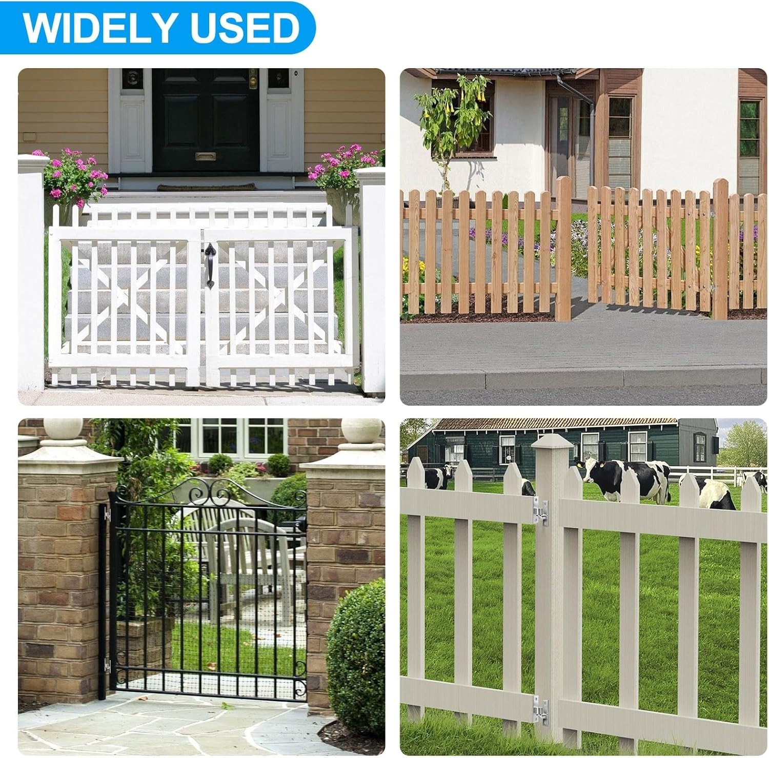 Easy Install Heavy Duty Wall Plate Gate Hinges - 2 Pack for Farm & Chain Link