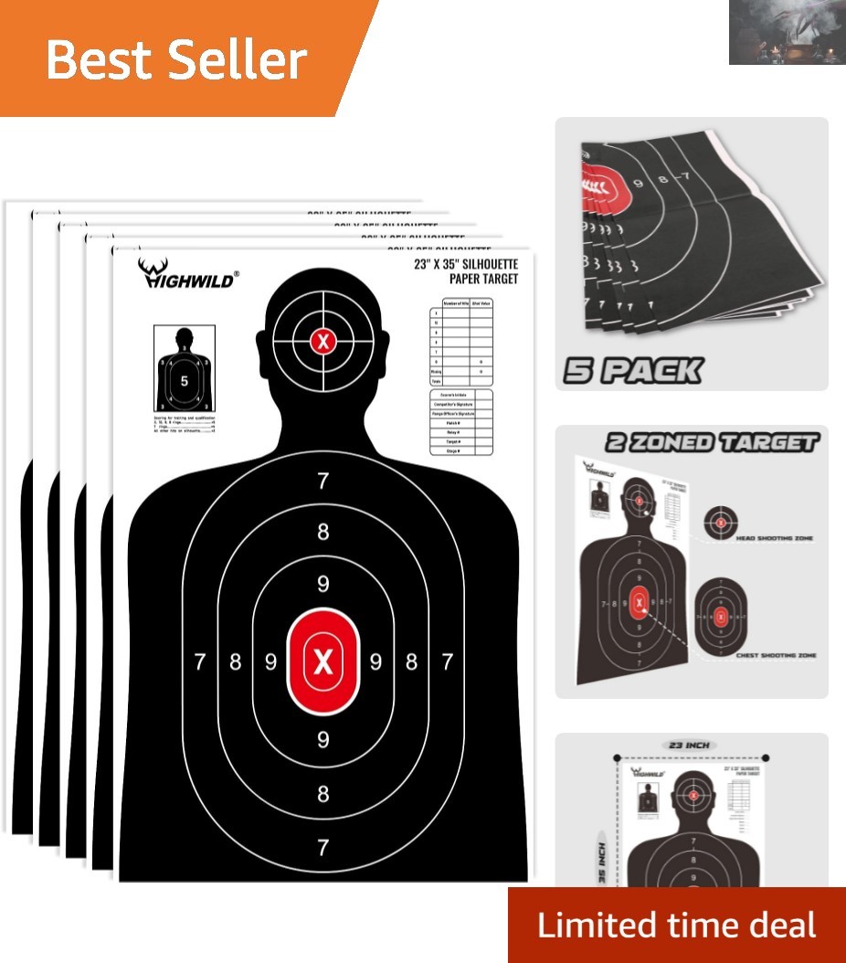 Precision Shooting Targets - 23x35 Inch Silhouette Pack for All Firearm Types
