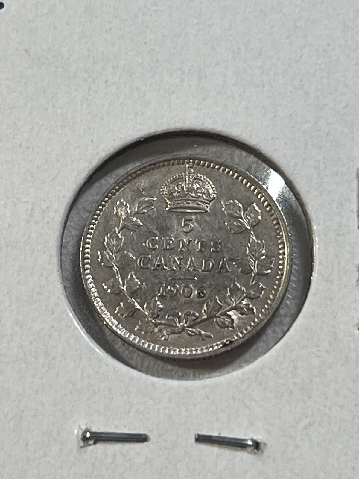 1906 Canada 5 Cents Small Silver Coin