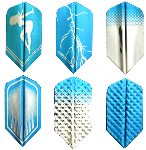 Amerithon - The Best Dart Flights- 6 sets Assorted Blue & Silver Slim Styles