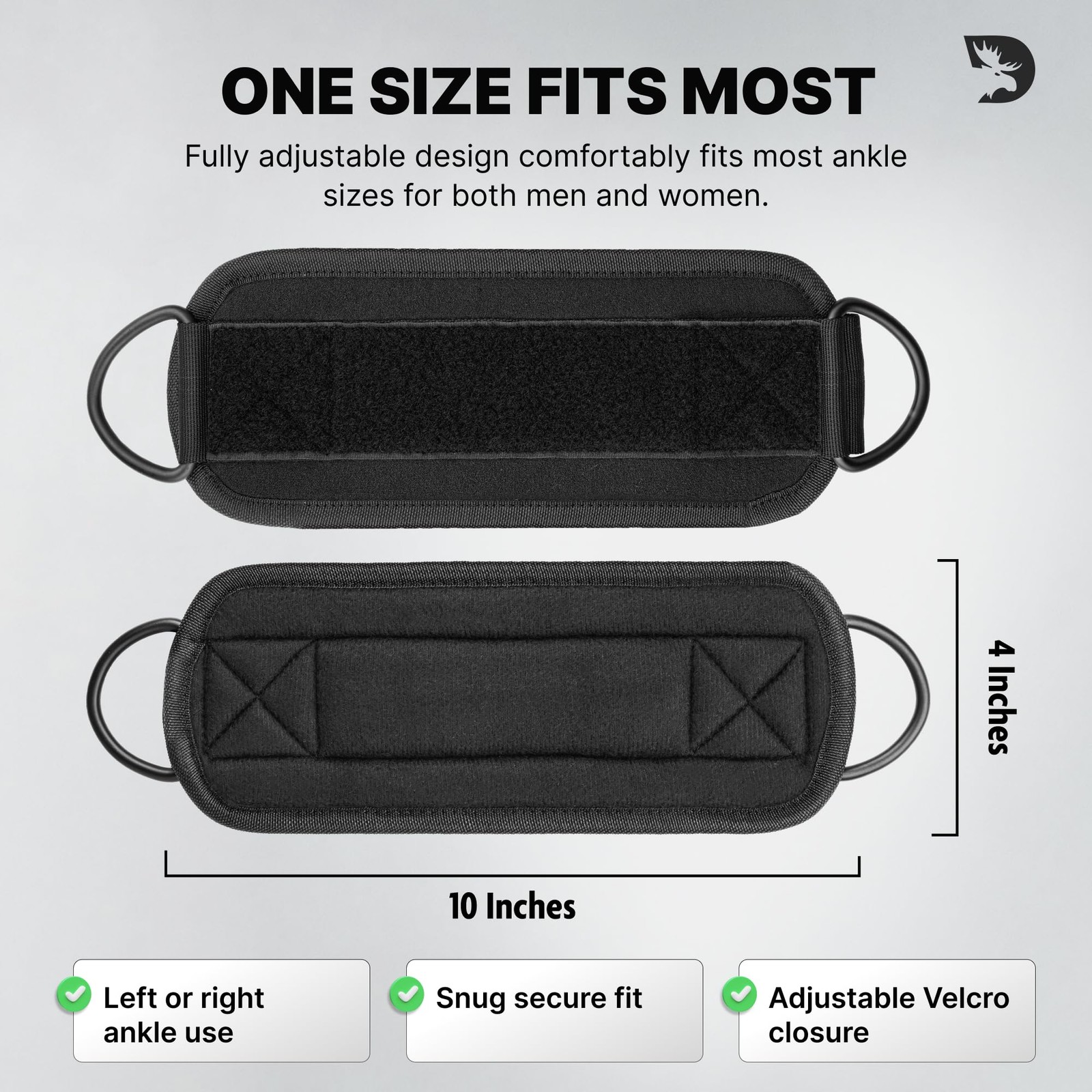 DMoose Ankle Strap for Cable Machine - One Size Fit with Pair, Black - Pair
