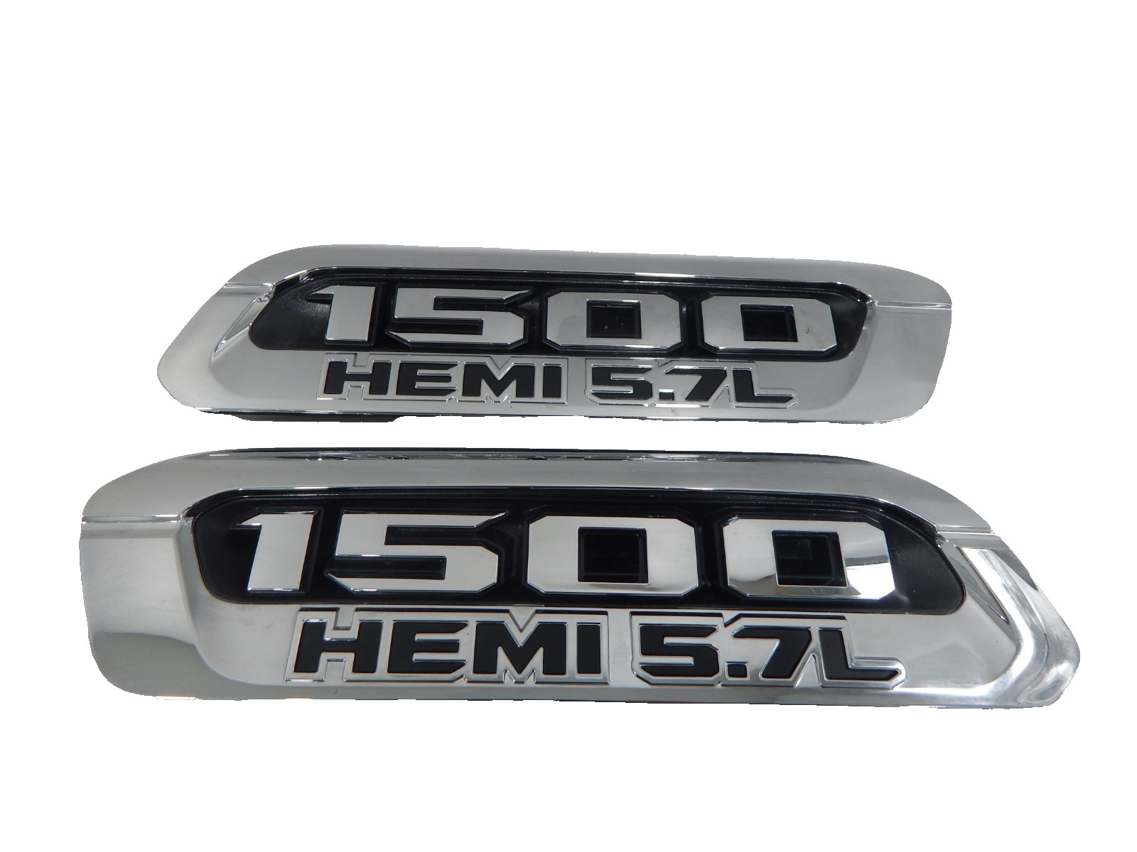 New OEM 2019-24 Dodge Ram 1500 HEMI 5.7L Left & Right Hood Emblem Chrome Black