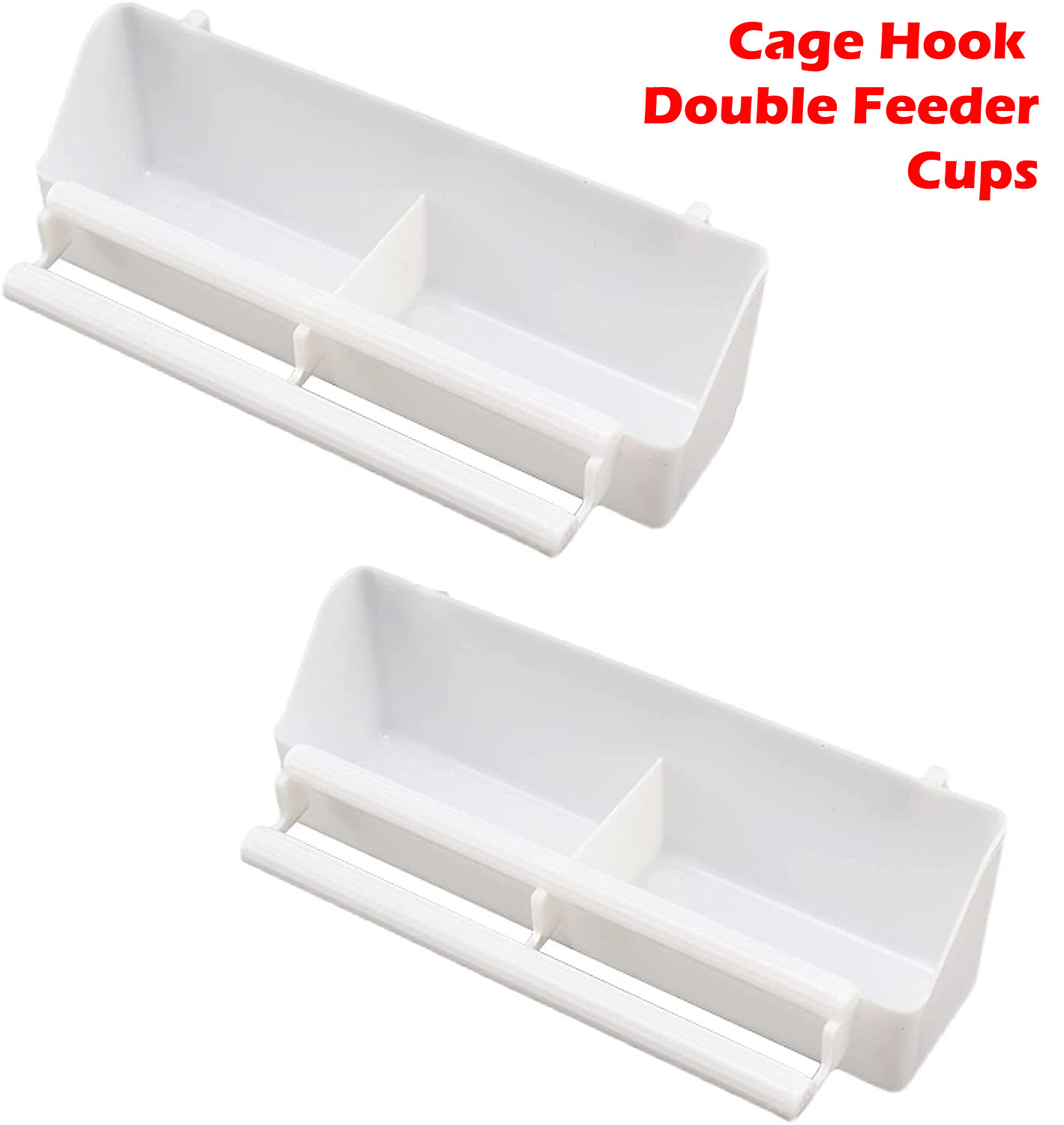 Lot of 2 Double Bird Flight Plastic Seed Food Water Feeder Plastic Cups