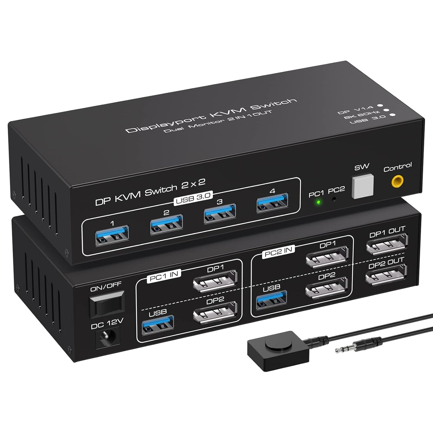 Displayport 2x2 KVM Switch Under-Desk Mount