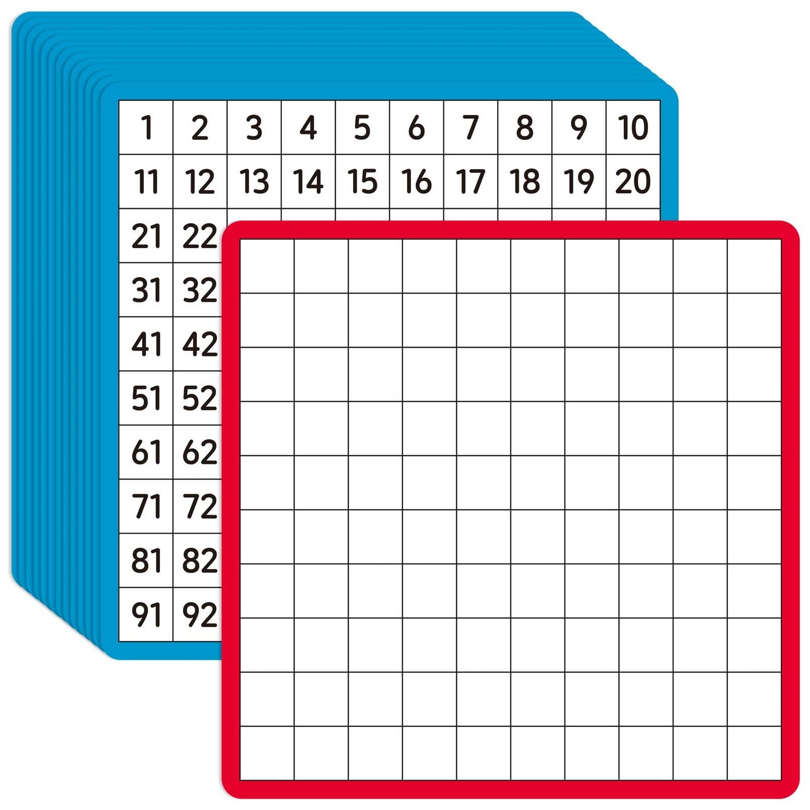 Artreeiger 12 Pcs Dry Erase Math Hundreds Chart, Double Sided Number Cards 1-...