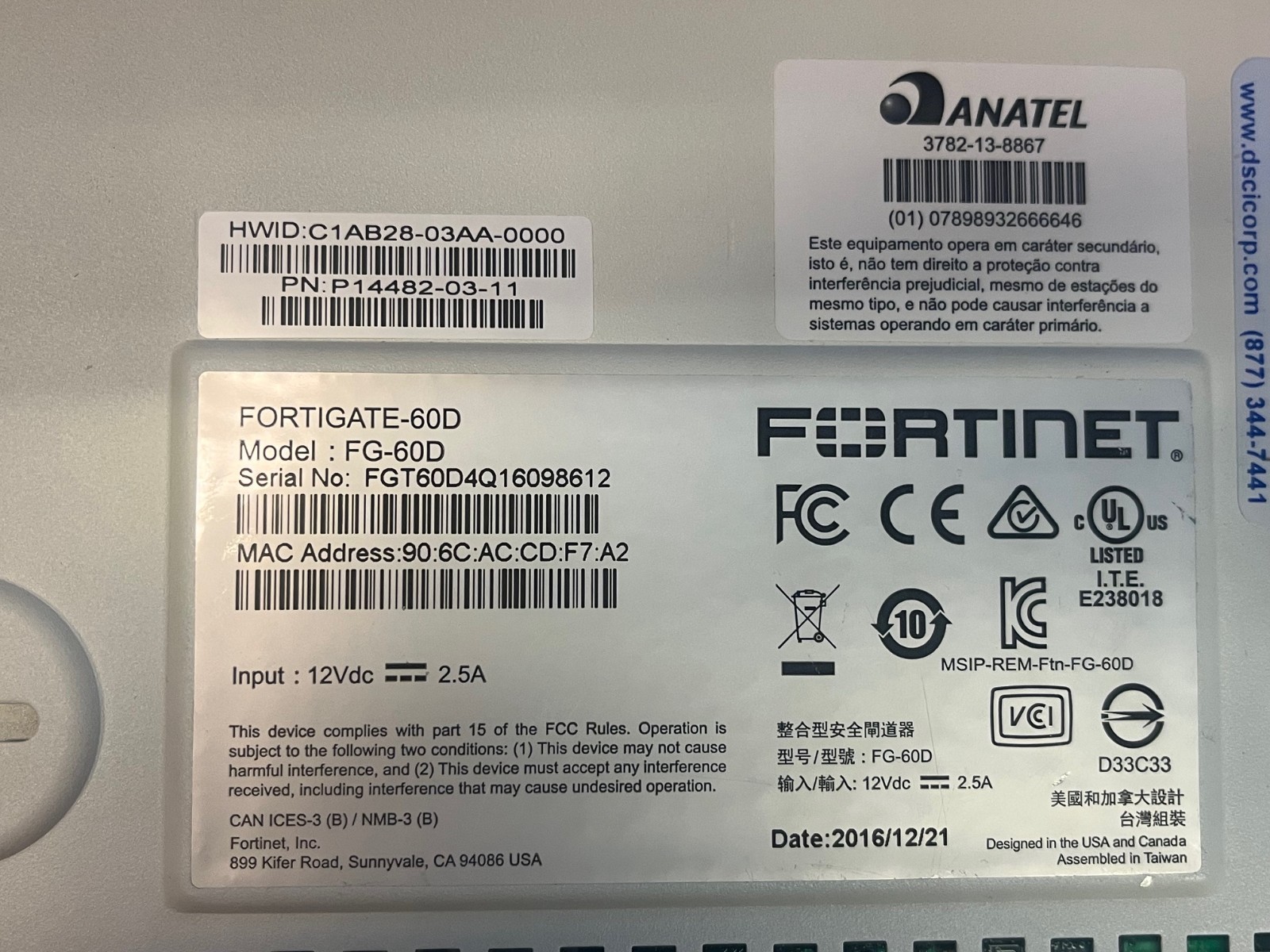Fortinet Fortigate 60E FG-60E Network Security Firewall *No AC Adapter*