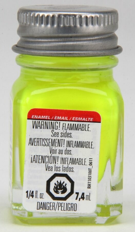 Testors 1/4 oz Fluorescent Yellow Enamel Model Paint 1177
