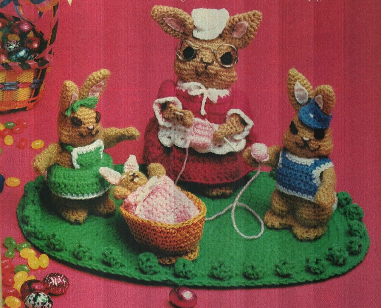 CABBAGE PATCH BUNNIES CENTERPICE STUFF ANIMALS TOY CROCHET PATTERN INSTRUCTIONS