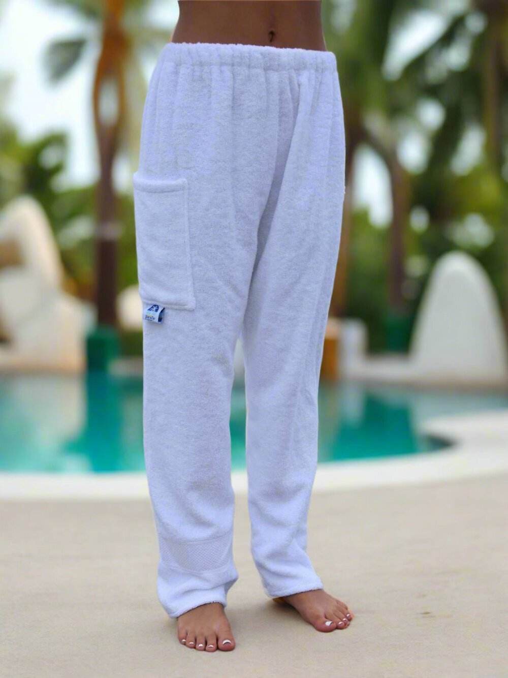 Towel Pants - White - IN STOCK Fast Shipping - Beach, Swimming, Resortwear, Boys
