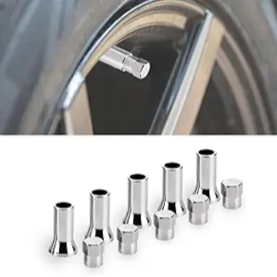Universal TPMS Chrome Valve Stem Sleeve Covers and Cap Dress-TR414AC