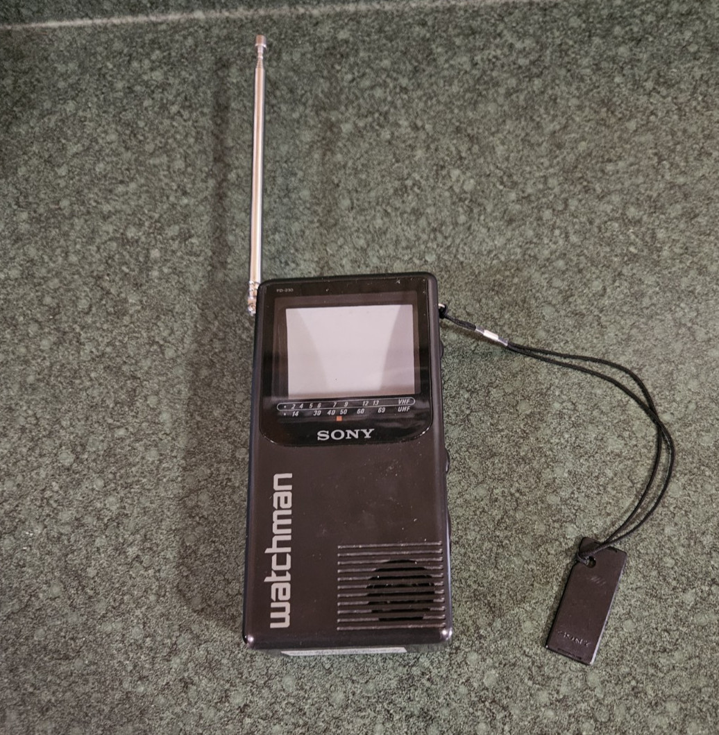 Vintage Sony Watchman Black Portable TV for Parts