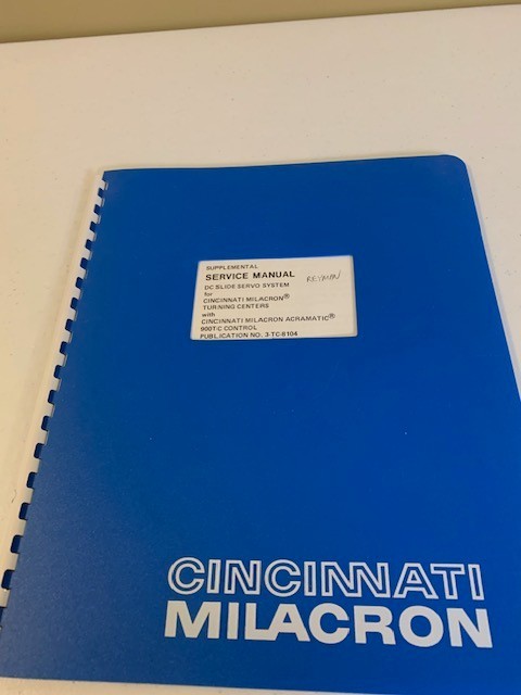 Cincinnati Milacron Supplemental Service manual DC Slide Servo Systems