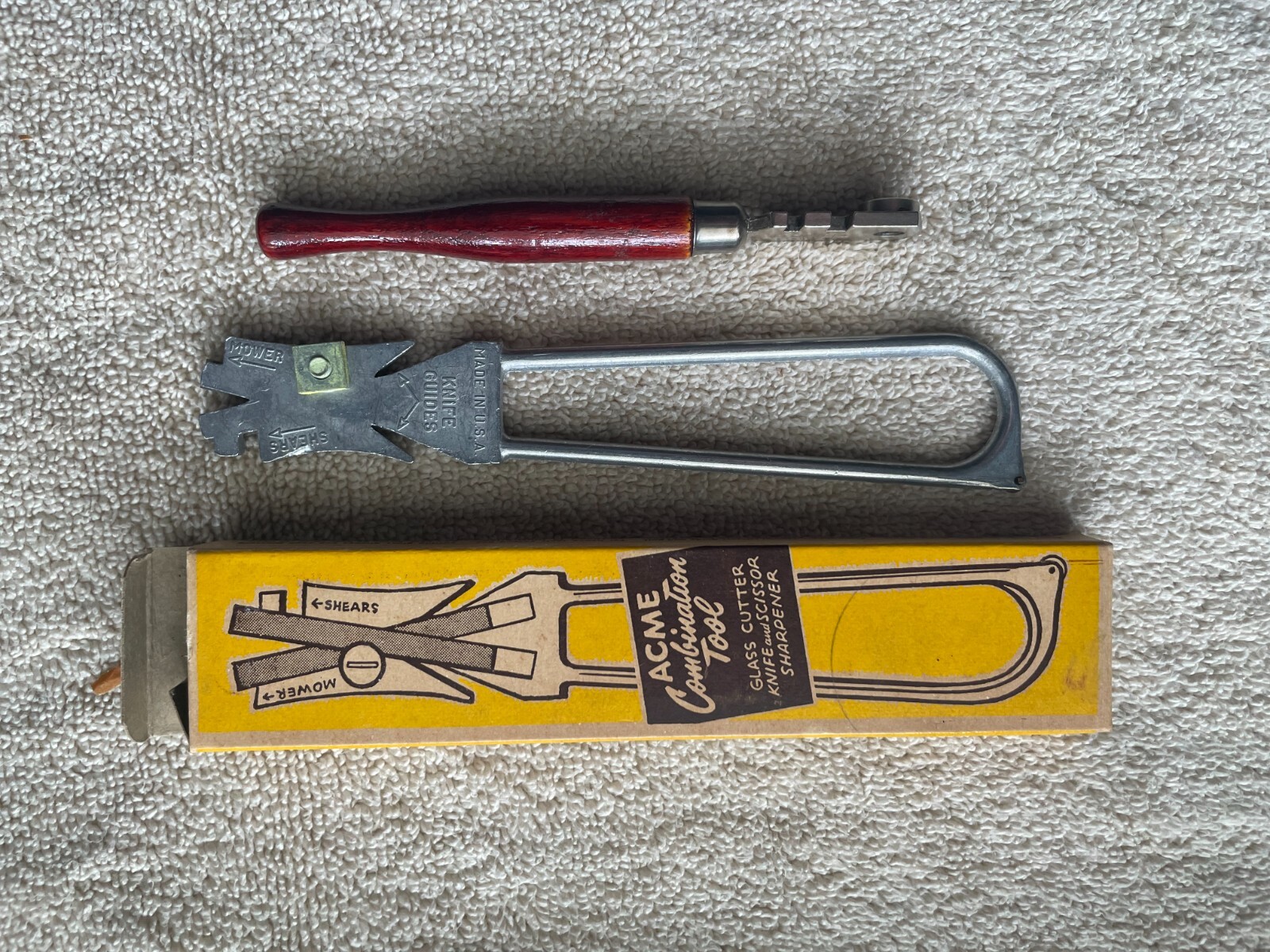 Lot of two (2) VINTAGE ACME Combination cutter with box & TEMCO  GLASS CUTTER