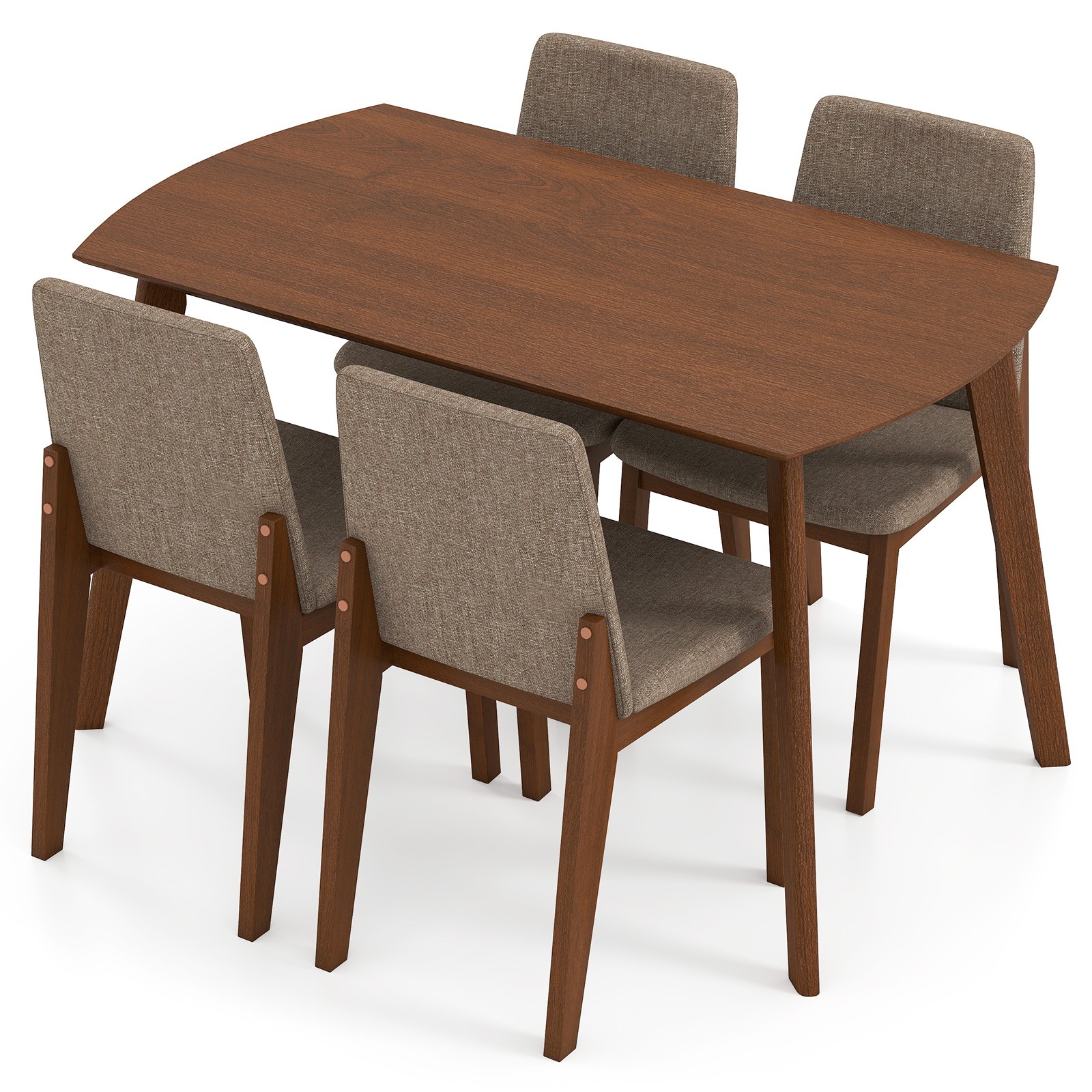 5-Piece Dining Table Set for 4,Rectangular Kitchen Table w/Linen Fabric Chairs