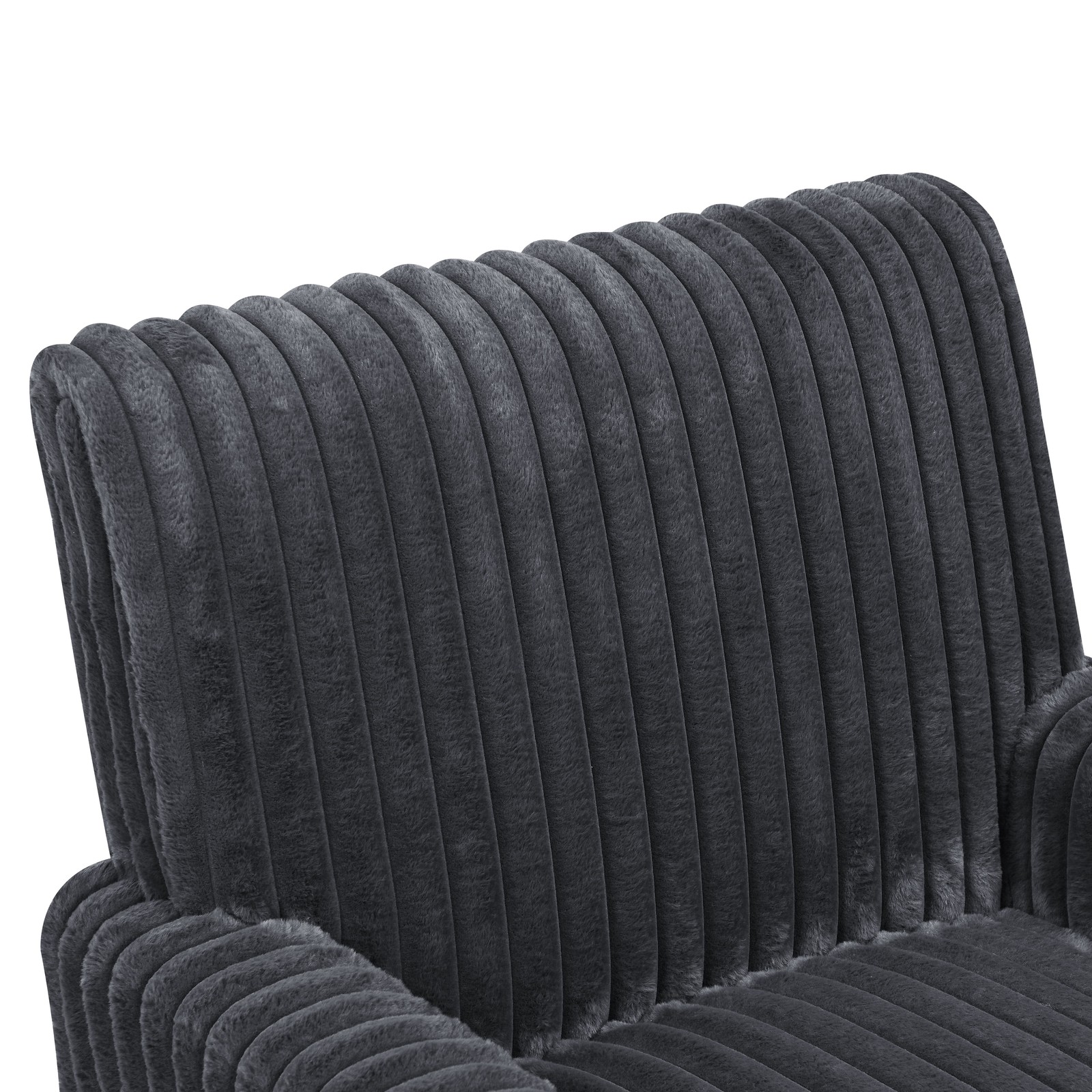 Dark Gray Wide Wale Corduroy Accent Chair Solid Wood Legs Living Room