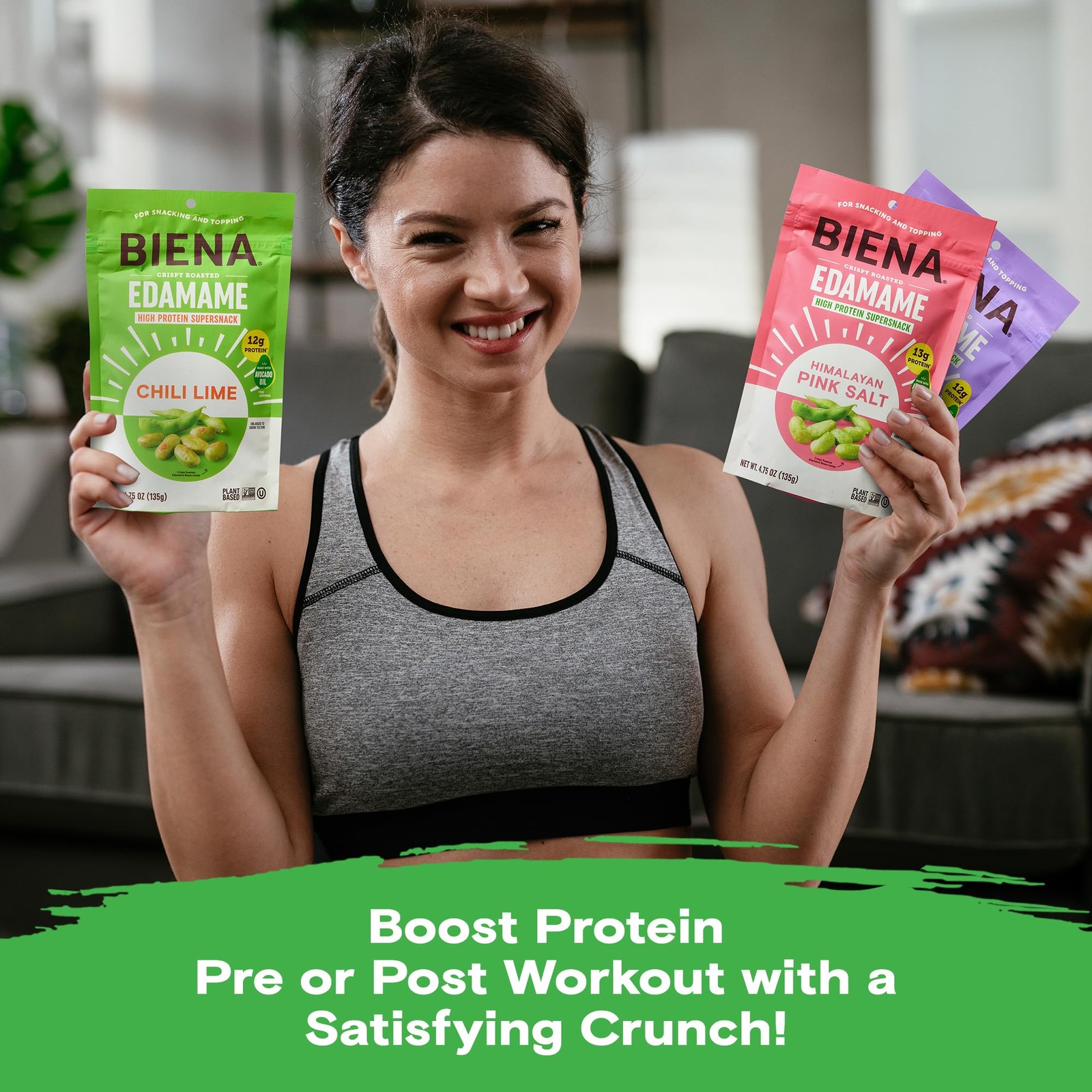 Biena Crispy Roasted Edamame Beans Snack – High Protein for Adults &...