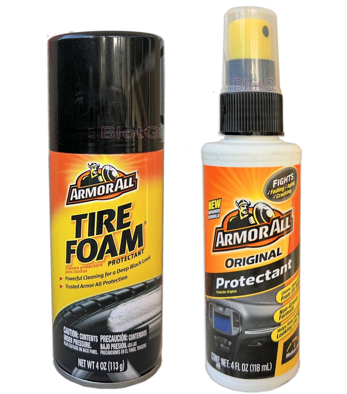 ARMOR ALL Original Protectant & Wheel Tire Foam Shine & Protect 4oz Bundle 2Pack