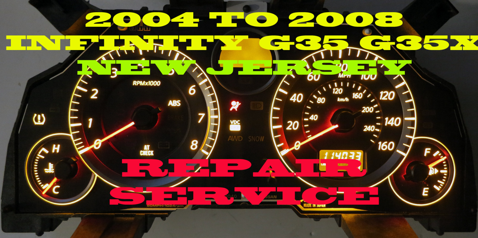 INSTRUMENT CLUSTER REPAIR SERVICE FOR 2008 TO 2013 INFINITI G25, G35, G37