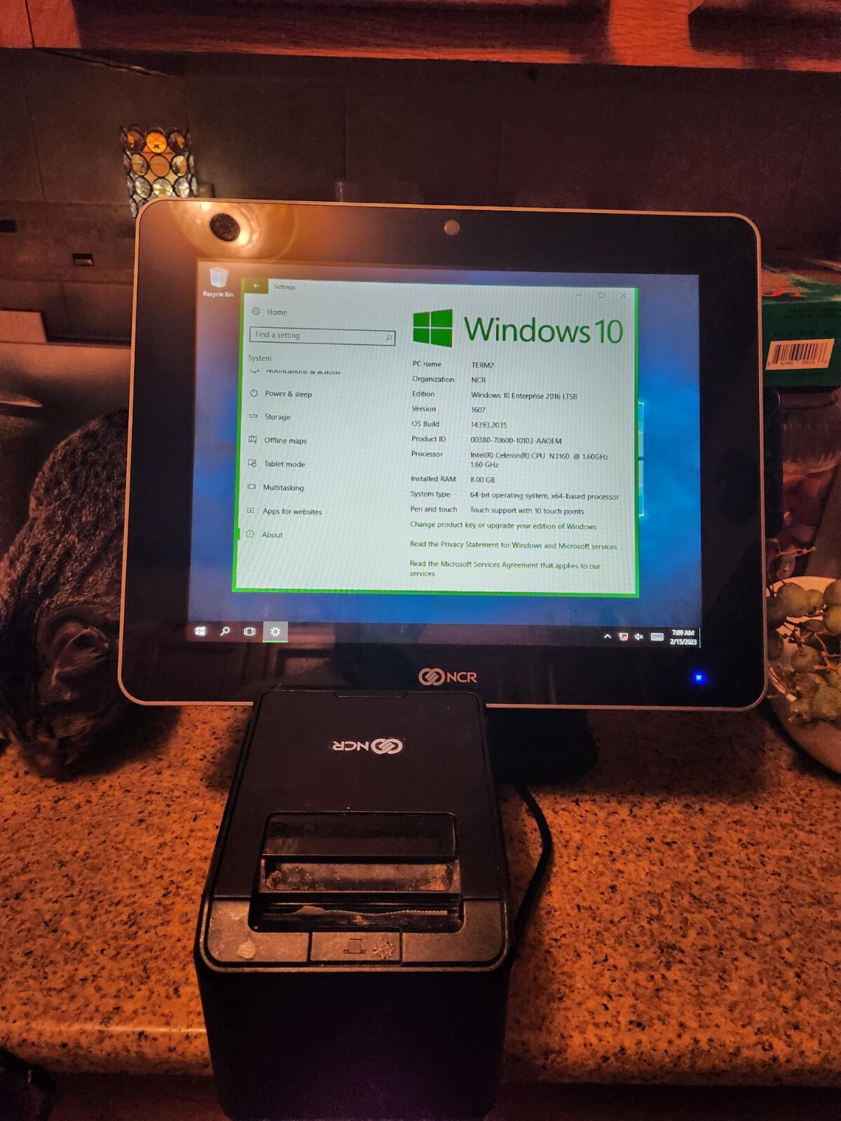 NCR 7761-3100-0060 15" Touchscreen Terminal Windows POS Credit Card Swiper