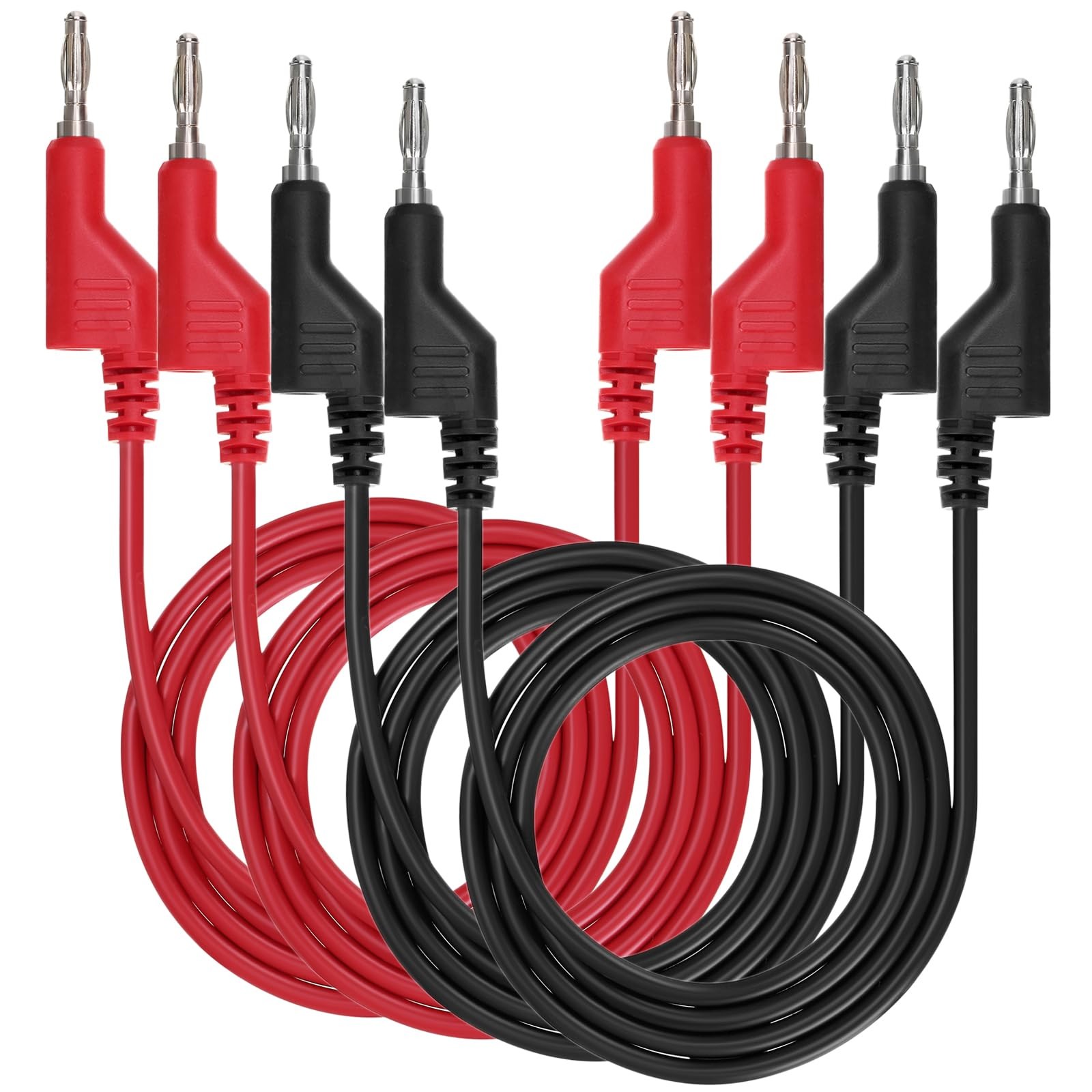 4 PCS 3.3 Ft Stackable 4mm Banana Plug Test Lead Cable For Multimeter