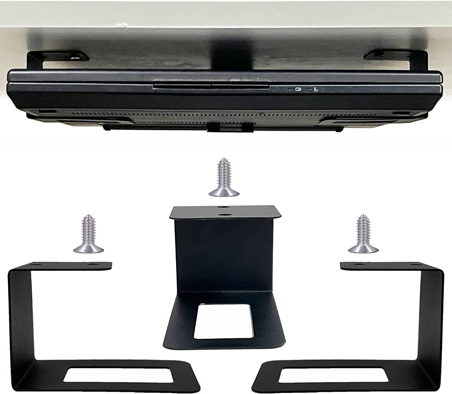AUXPhome (3) Laptop Holder Under Desk Mount Organizer Rack black