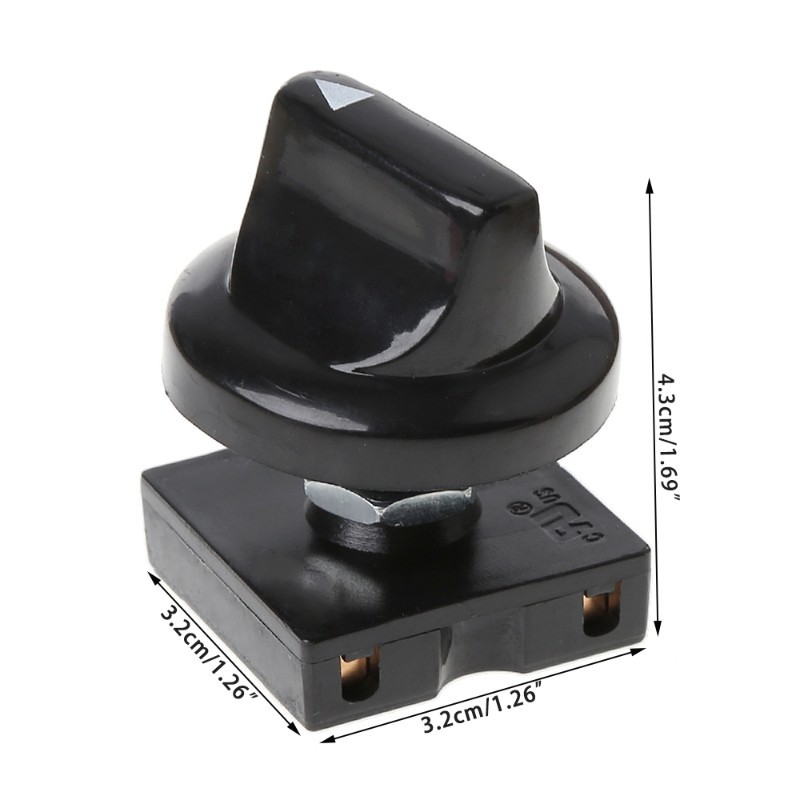 Black Fan Rotary Switch 4 Position 3 Speed Selector Switch Governor with Button&