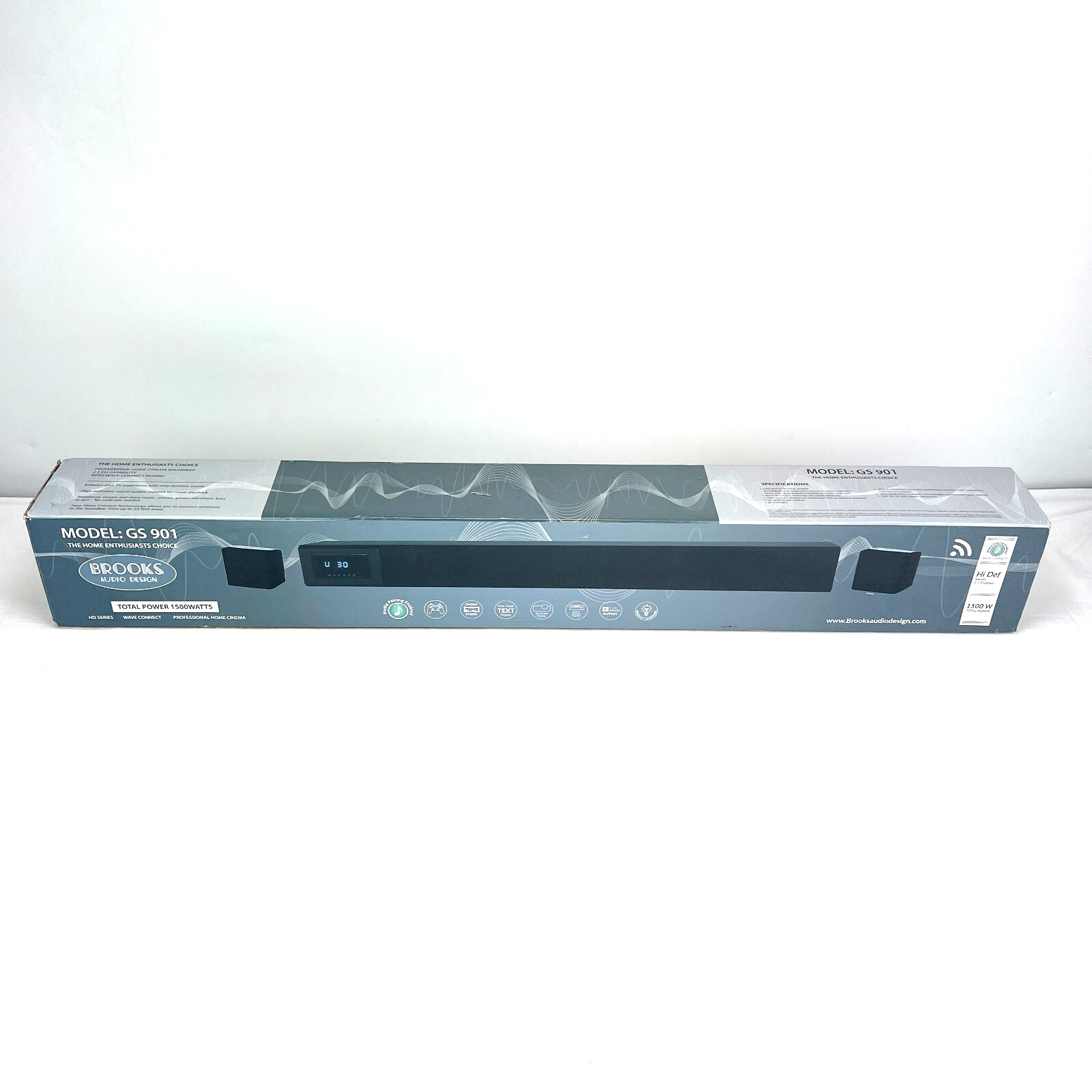 Brooks Audio Design GS-901 Home Theater Soundbar 1500 Watts 2.1 Channel OPEN BOX