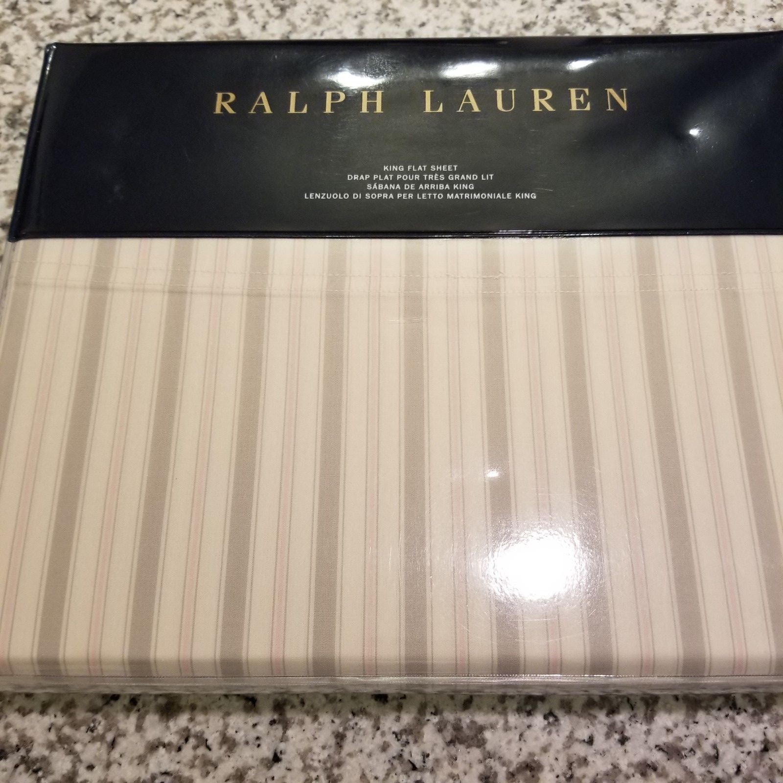 Ralph Lauren King Flat Sheet &2Pillowcases- FRANCOISE DOMINIQUE Cream 3Pc 0000