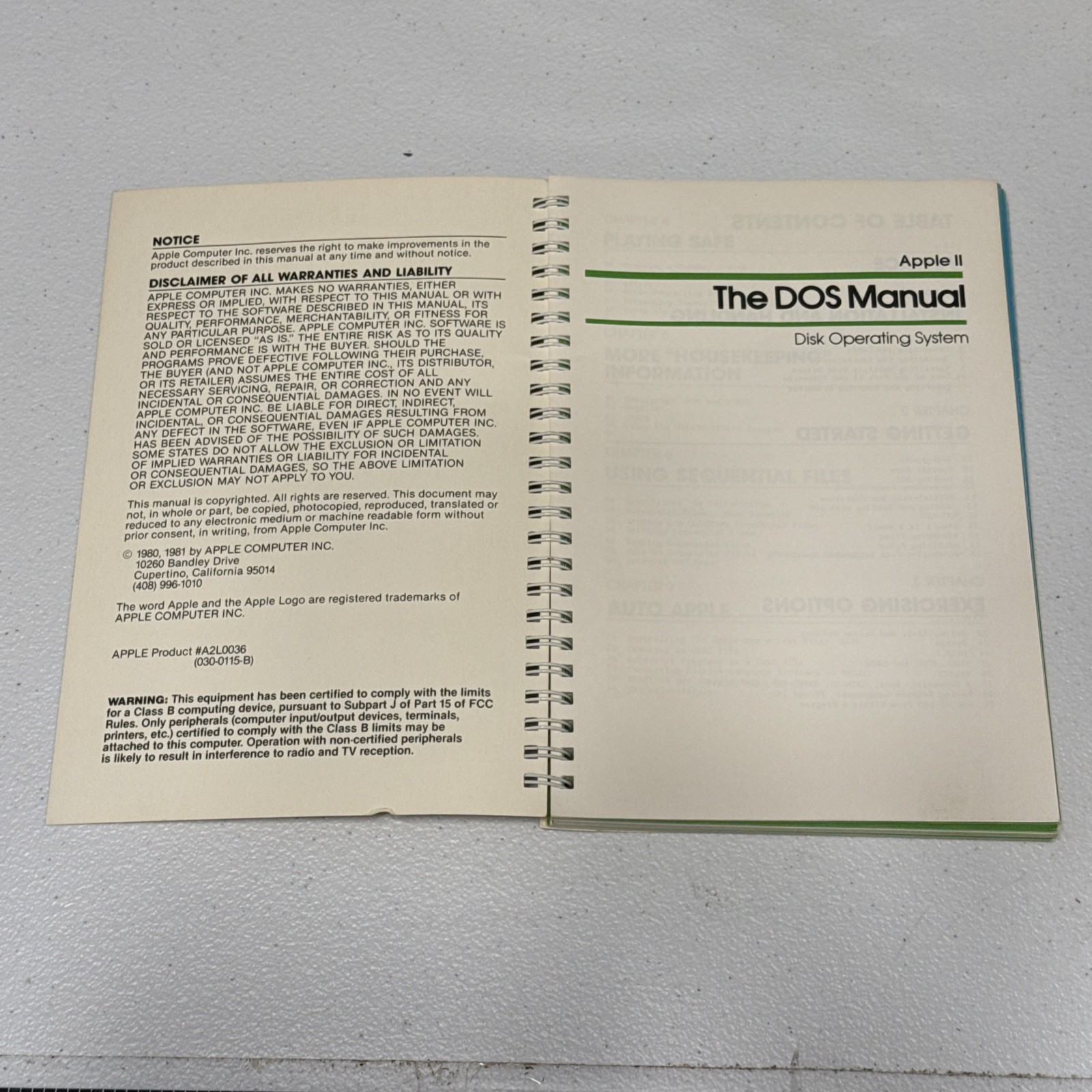 Vintage Apple II The DOS Disk Operating System Manual VHTF 1980-81