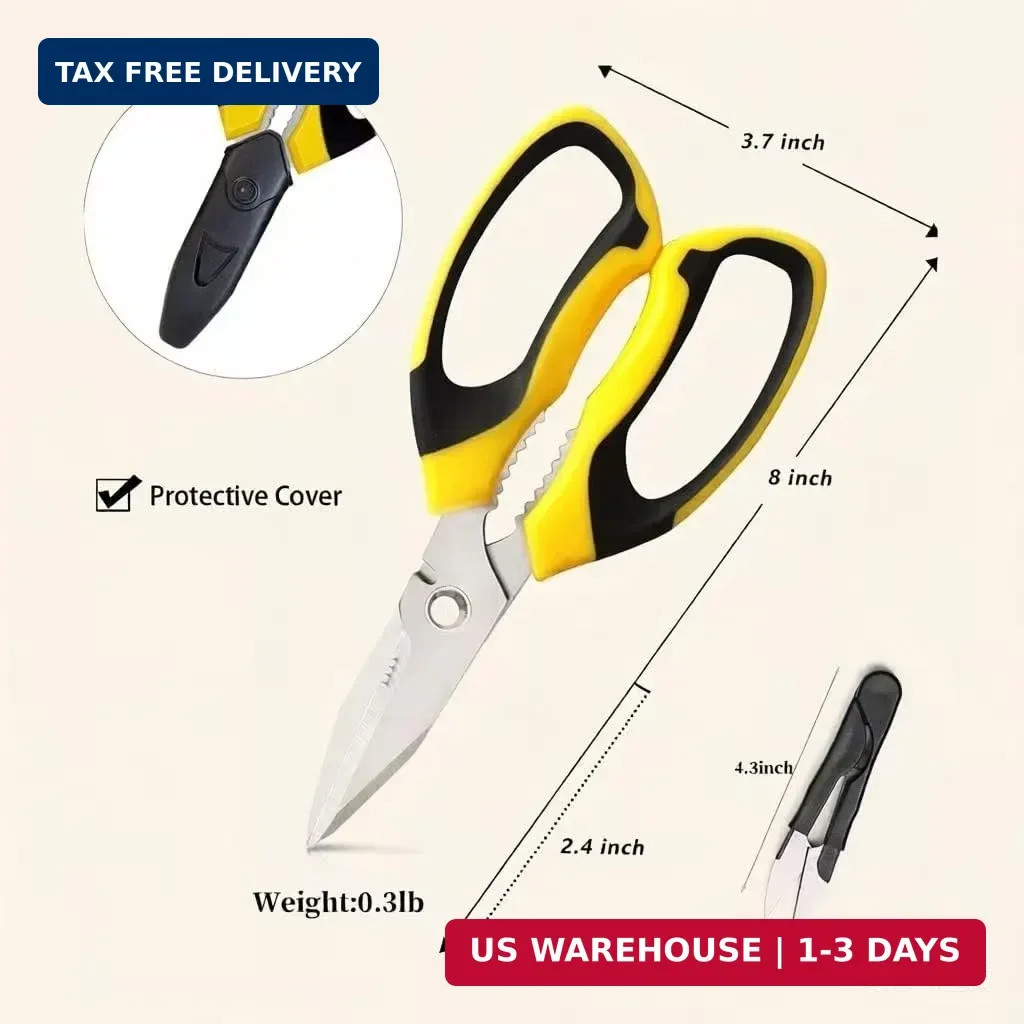 Heavy Duty Scissors with Protective Cover, 8-Inch Sharp Scissors All Purpose Hea