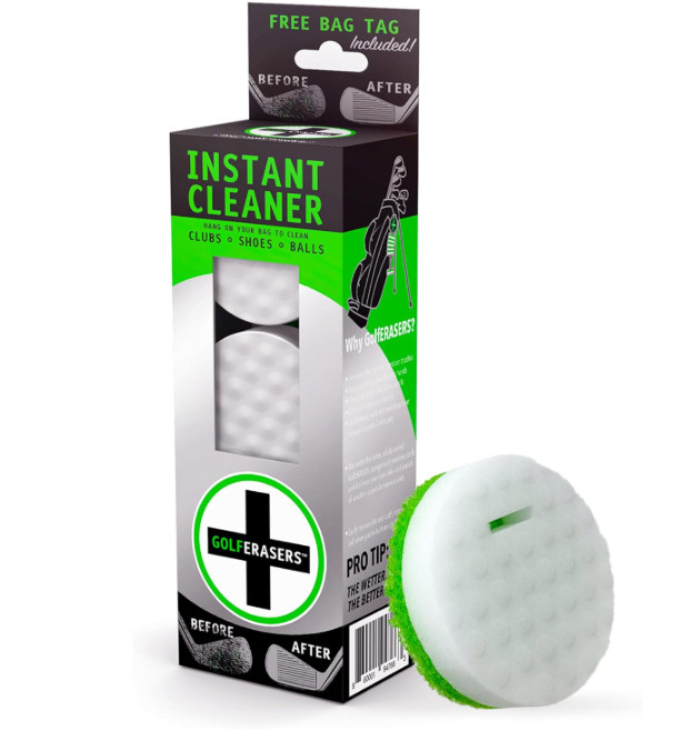 GolfERASERS Instant Golf Eraser with Bag Tether, Dual-Sided Sponges, 6 Pack
