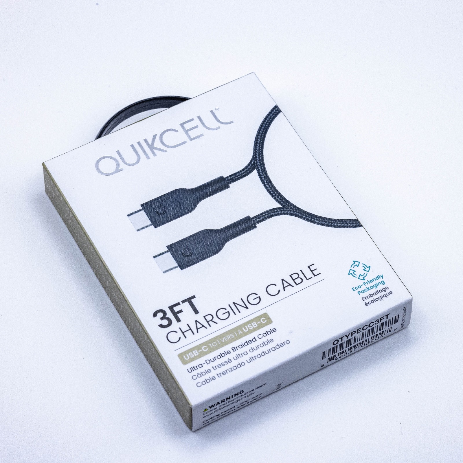 Quikcell USB-C to USB-C Fast Charging Cable Braided 3FT / 6FT PD Sync