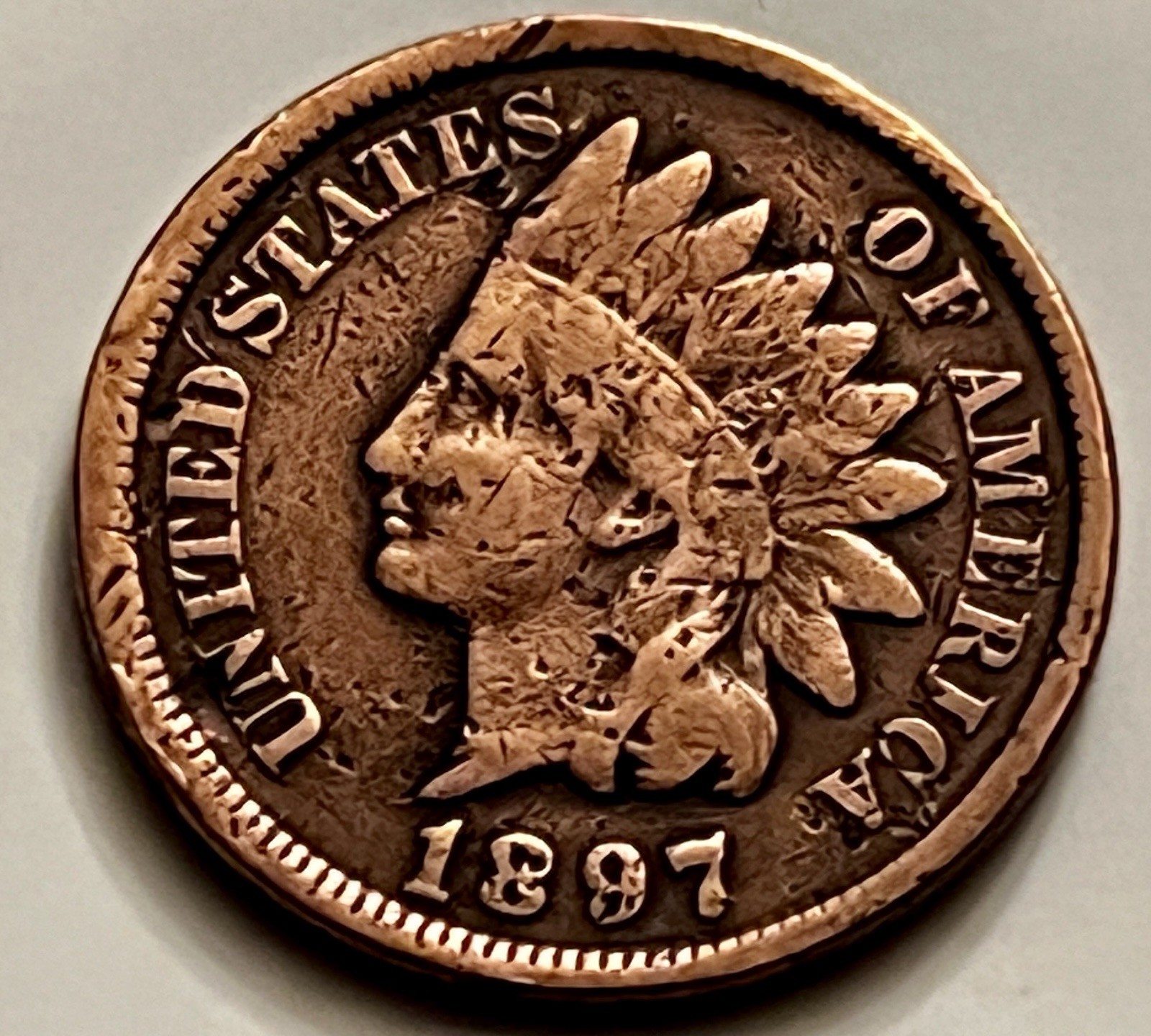 1897 Indian Head Cent Penny Bronze Circulated Good Very Good BN1118