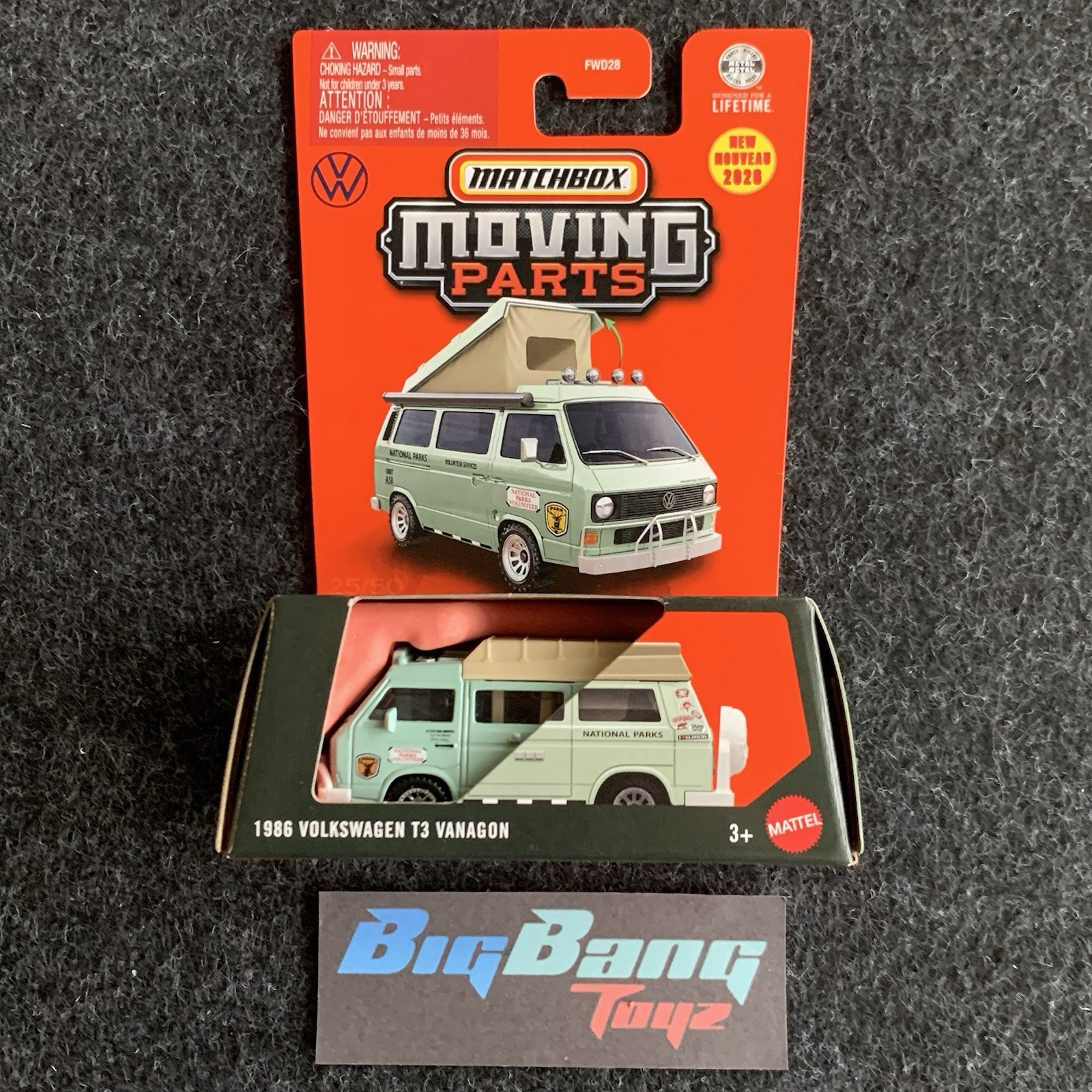 Matchbox 1986 Volkswagen T3 Vanagon National Parks #25 Moving Parts 2026 Case P